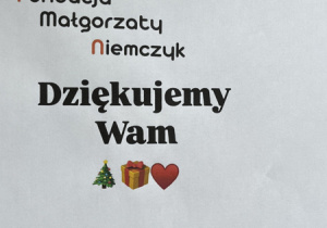 Podziękowania za udział w akcji charytatywnej "Podziel się Wigilią"